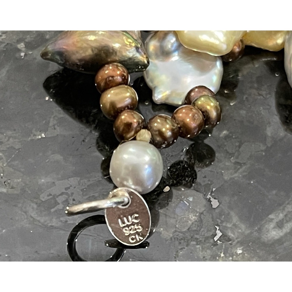 Lucas Lameth LUC 925 Baroque Freshwater Pearl 2 Strand Statement Necklace - Picture 8 of 16